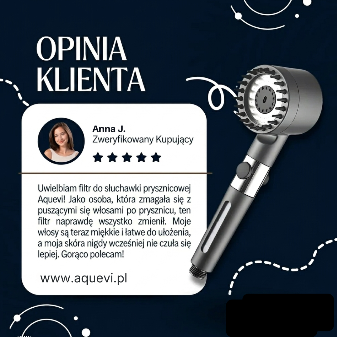 Aquevi™- FILTRUJĄCA SŁUCHAWKA PRYSZNICOWA + 2 GRATISY